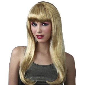 Карнавальный парик Блондинка с длинными волосами и челкой