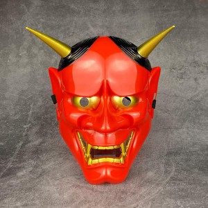 Маска японского Демона Ханья красного цвета
